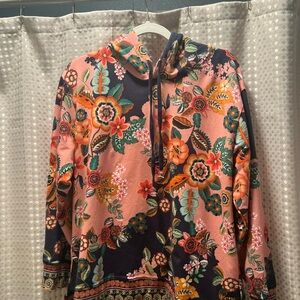 Johnny Was Vibrant Pink and Orange Embroidery